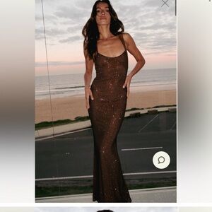 Meshki Brown Backless Dress